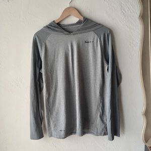Nike Dri-Fit gray striped pullover hoodie
